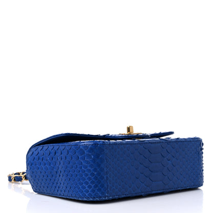 Chanel Snakeskin Mini Rectangular Flap Blue 4 of 11