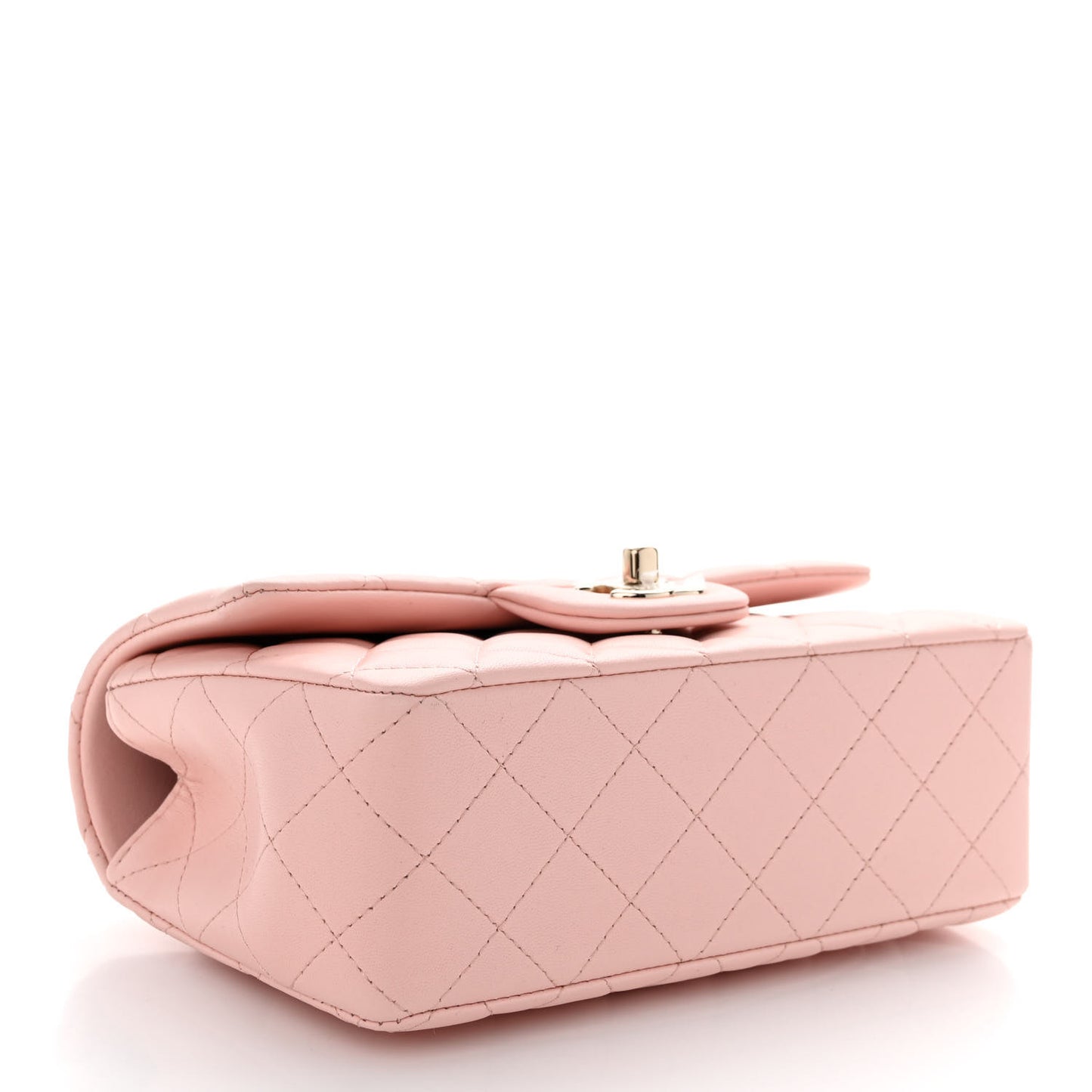 Lambskin Quilted Mini Top Handle Rectangular Flap Light Pink