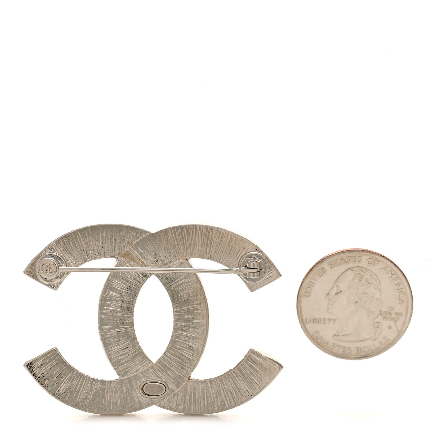 Chanel Baguette Crystal CC Brooch Silver 2 of 4