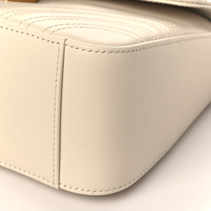 Gucci Calfskin Matelasse Mini GG Marmont Top Handle Shoulder Bag White 8 of 9