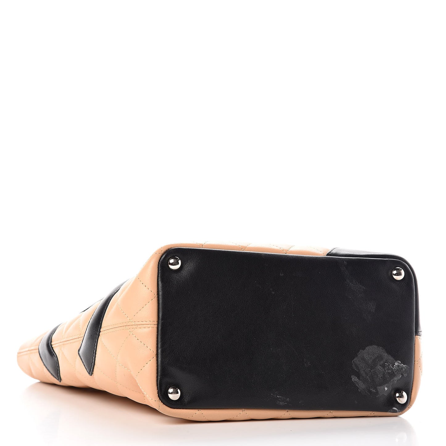 Calfskin Quilted Medium Cambon Tote Beige Black