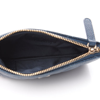 Chanel Metallic Caviar Quilted Small Cosmetic Case Dark Blue 4 of 7