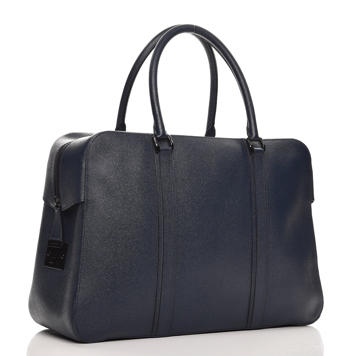 Textured Calfskin Briefcase Bag Dark Cobalt