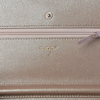 Chanel Iridescent Caviar Quilted Wallet On Chain WOC Beige 5 of 11