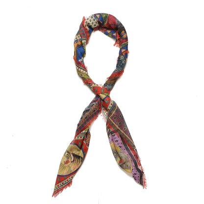 Gucci Cashmere Wool Silk Tiger Card Scarf Multicolor 3 of 6