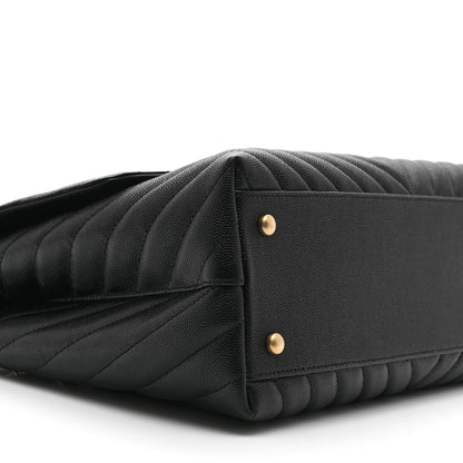 Chanel Caviar Chevron Quilted Medium Coco Handle Flap Black 9 of 10