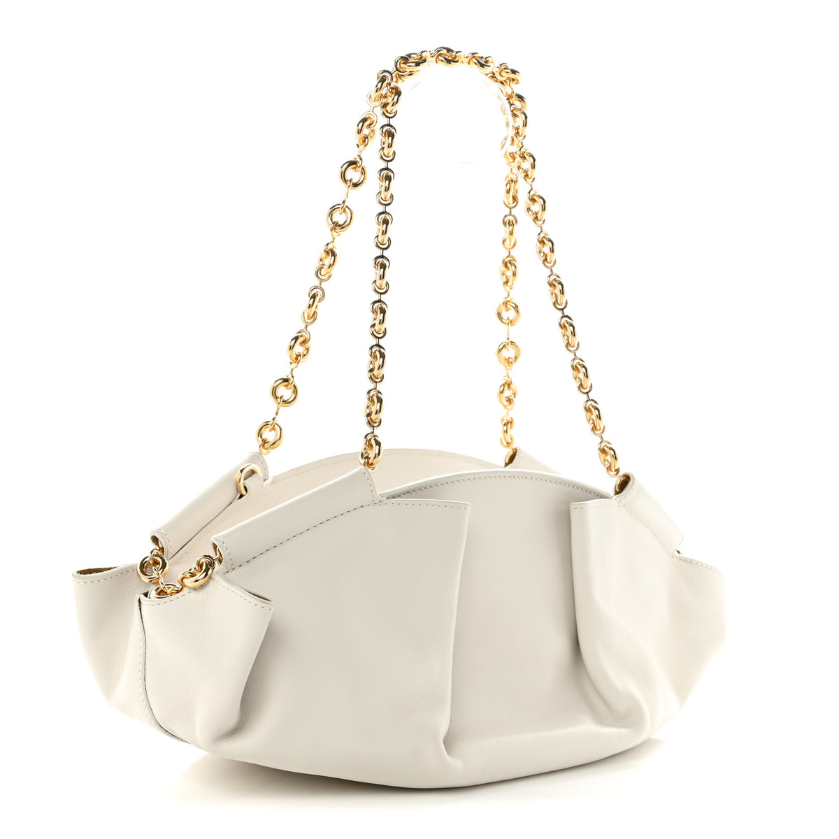 Shiny Nappa Calfskin Small Paseo Bag With Chain Soft White