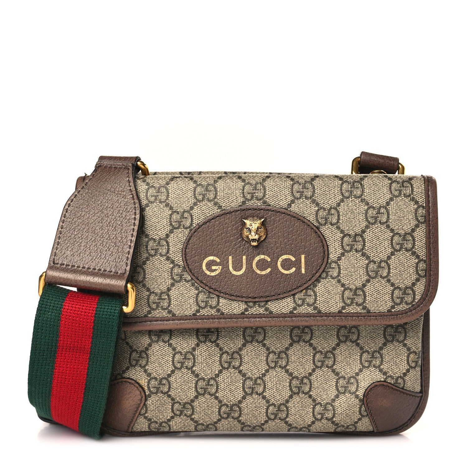Gucci GG Supreme Monogram Web Small Neo Vintage Double Flap Messenger Bag Beige New Acero 1 of 11