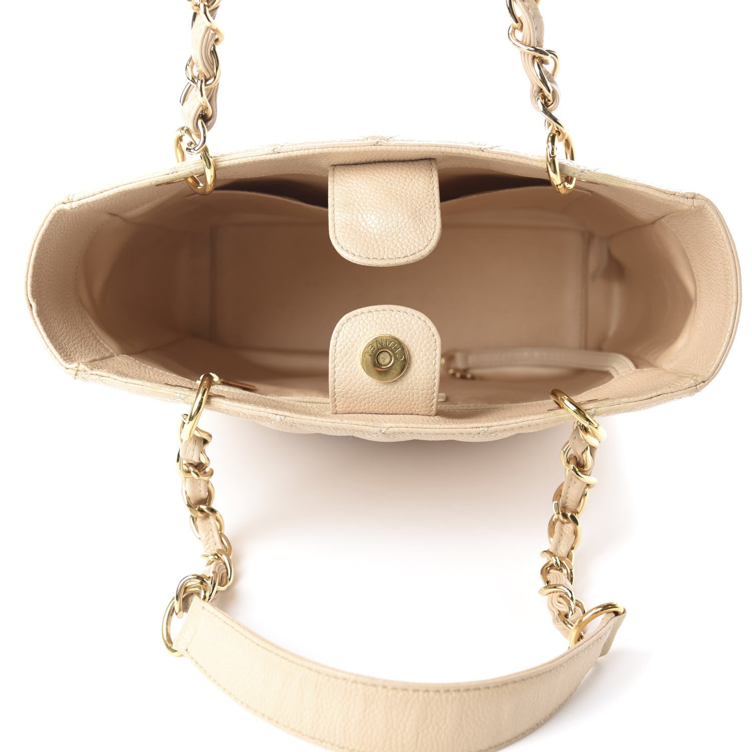Chanel Caviar Quilted Petit Shopping Tote PST Beige 5 of 13
