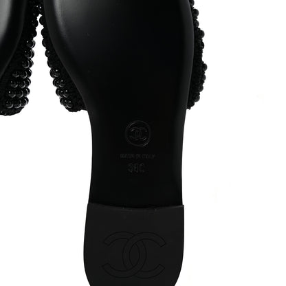 Chanel Pearl Crystal CC Mules Sandals 36 Black 7 of 10