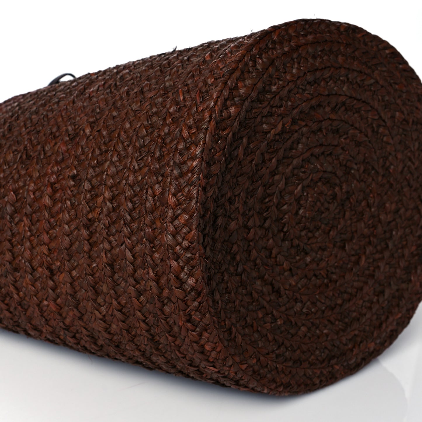 Raffia Calfskin Medium Panier Tote Dark Chocolate