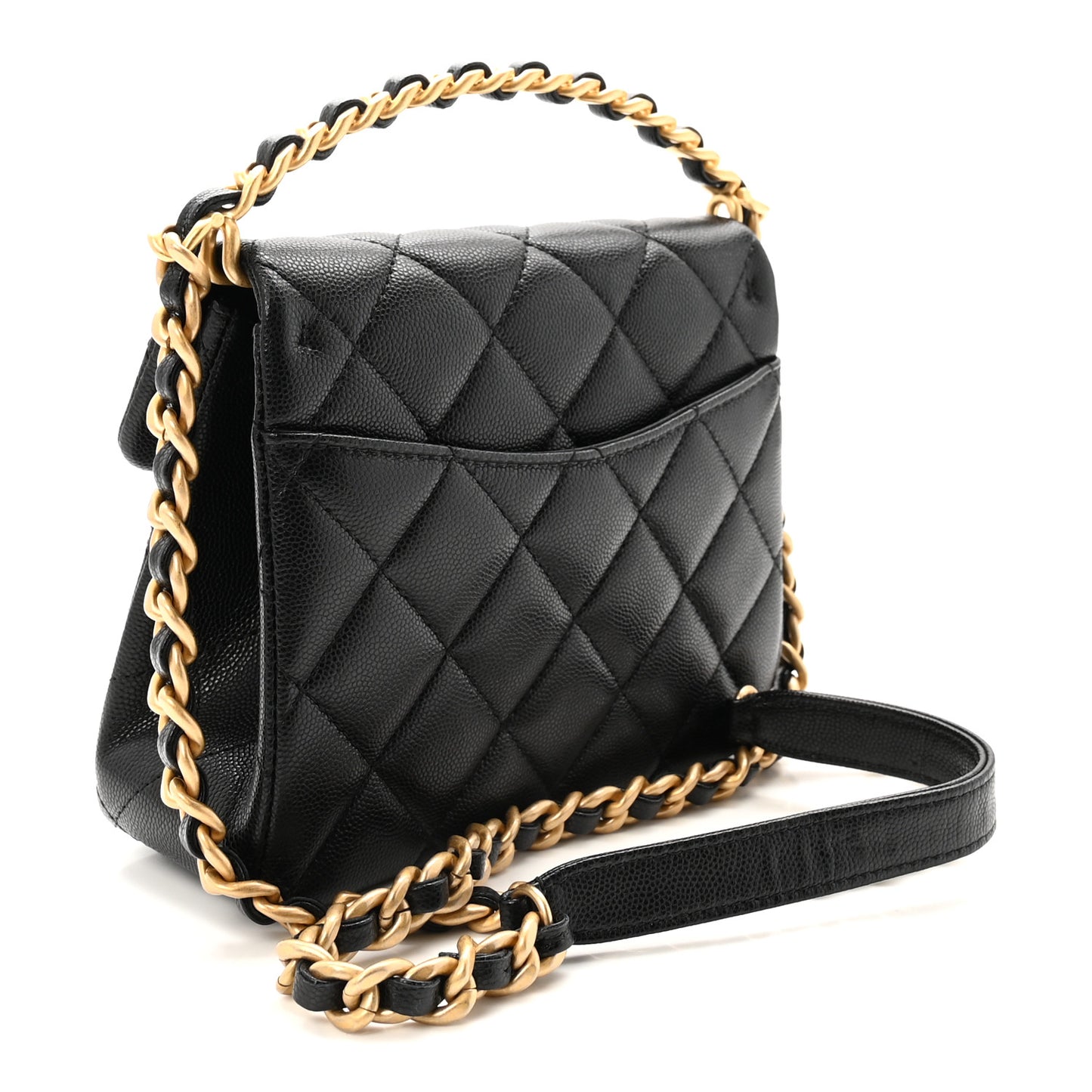 Caviar Quilted 31 Rue Cambon Mini Top Handle Flap Black