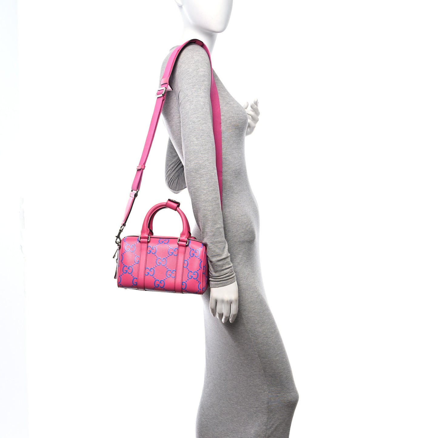 Calfskin GG Tennis Bi-Color Embossed Mini Duffle Bag Modern Fucsia Modern Blue