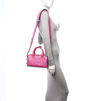 Gucci Calfskin GG Tennis Bi-Color Embossed Mini Duffle Bag Modern Fucsia Modern Blue 2 of 10