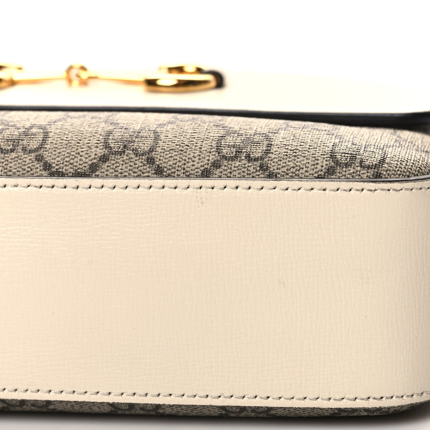 GG Supreme Monogram Small Horsebit 1955 Shoulder Bag Beige Mystic White