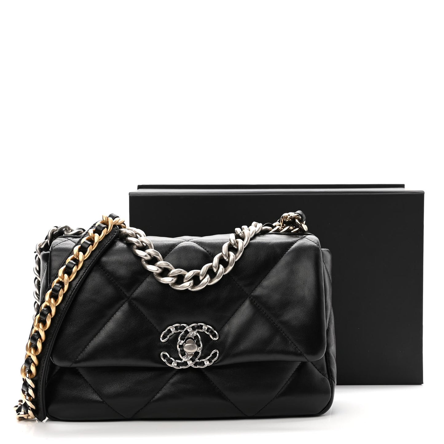 Lambskin Quilted Medium Chanel 19 Flap Black