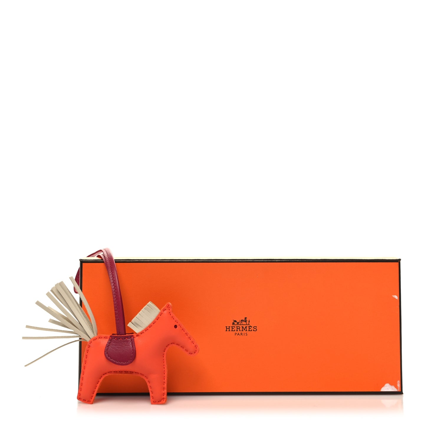 Milo Lambskin Grigri Rodeo Horse Bag Charm PM Orange Poppy Craie Terre Battue