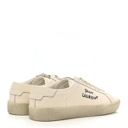 Saint Laurent Distressed Canvas Court Classic Sneakers 36 Panna 4 of 8