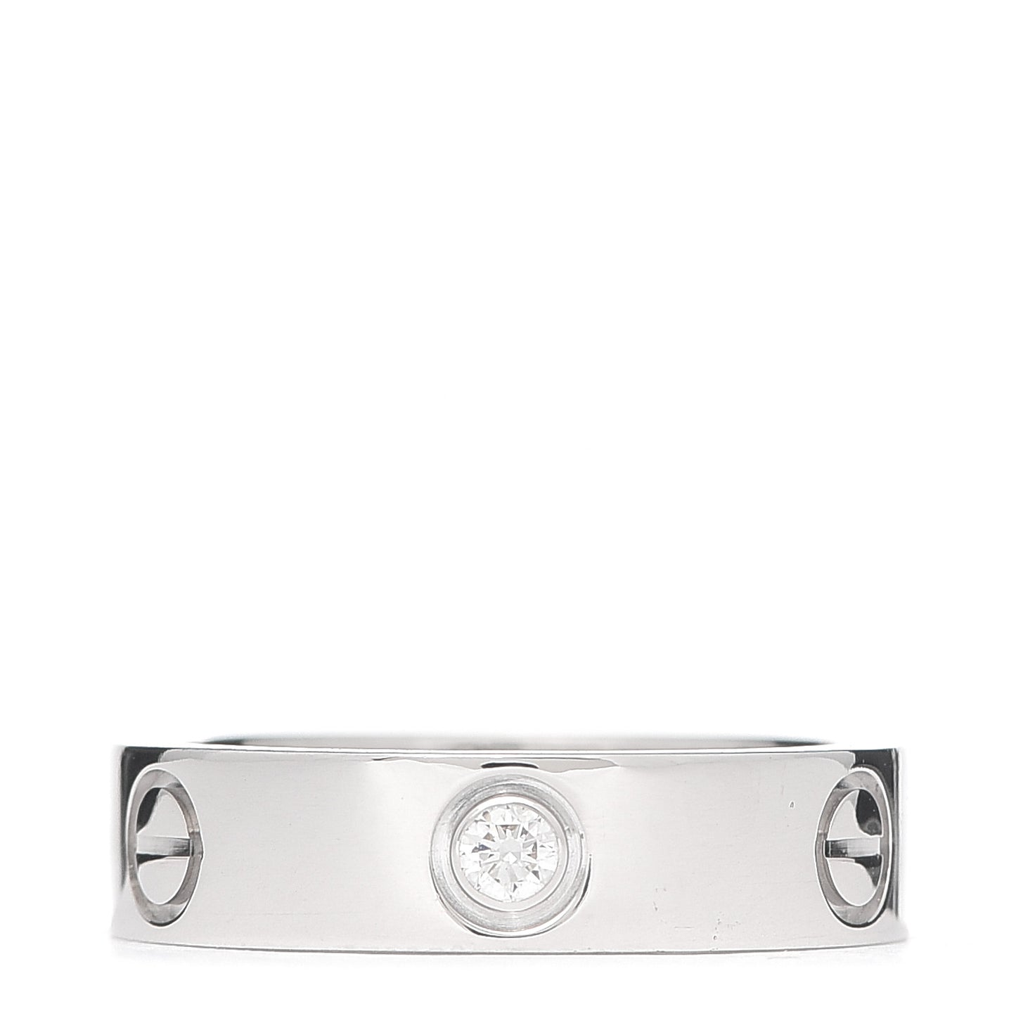 18K White Gold 3 Diamond 5.5mm LOVE Ring 57 8