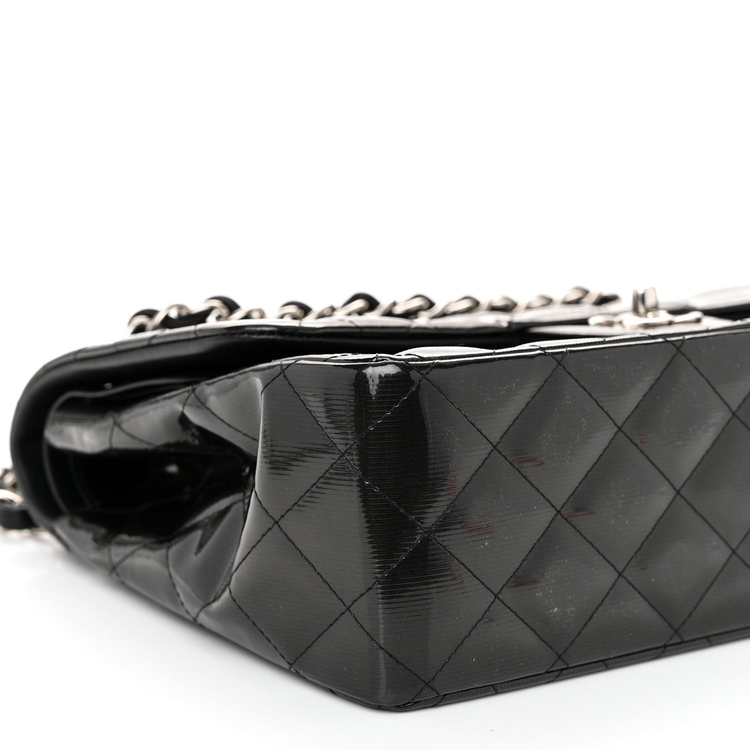 Chanel Striated Patent Quilted Jumbo Double Flap Black 9 of 10