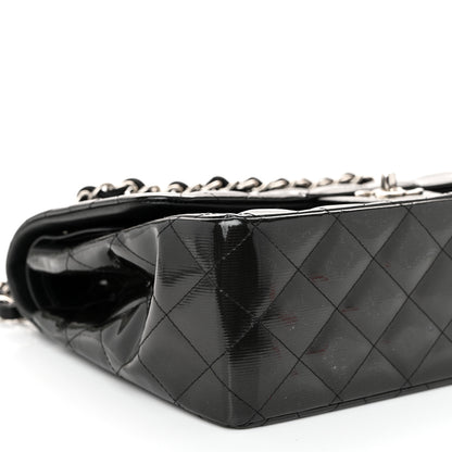 Chanel Striated Patent Quilted Jumbo Double Flap Black 9 of 10