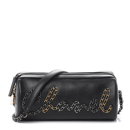 Chanel Calfskin Chain Signature Bowling Bag Black 1 of 9