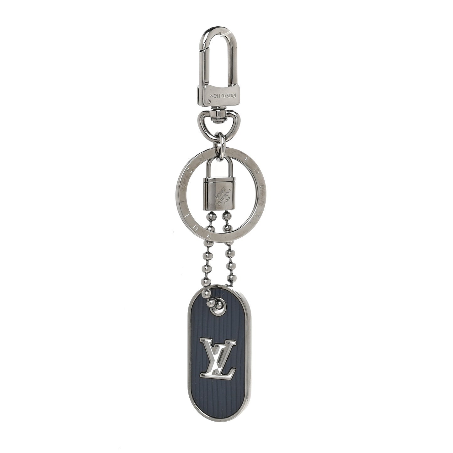 Epi Monogram ID Tab Bag Charm Key Holder Grey
