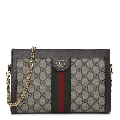 Gucci GG Supreme Monogram Web Small Ophidia Chain Shoulder Bag Brown 1 of 11