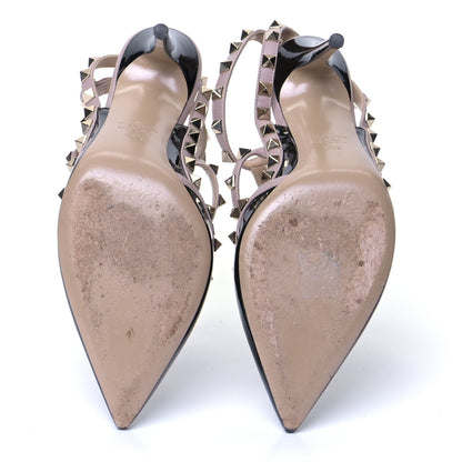 Valentino Garavani Patent Nappa Rockstud Ankle Strap 100mm Pumps 39.5 Black Poudre 6 of 10