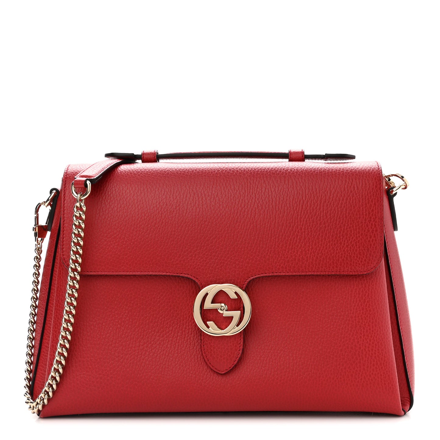Dollar Calfskin Medium Interlocking G Top Handle Shoulder Bag Red
