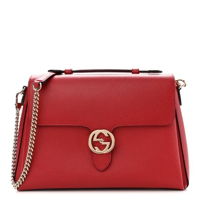 Gucci Dollar Calfskin Medium Interlocking G Top Handle Shoulder Bag Red 1 of 10