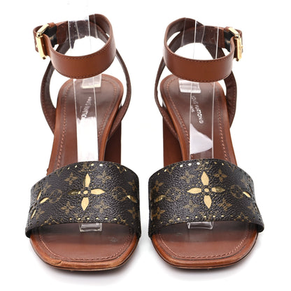 Louis Vuitton Calfskin Perforated Monogram Silhouette Sandals 39 Gold 3 of 11