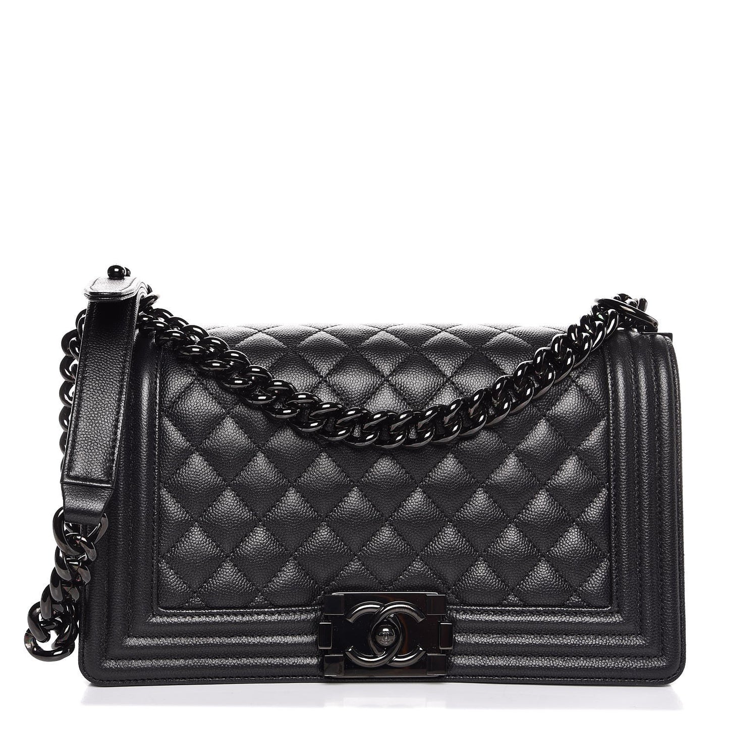 Caviar Quilted Medium Boy Flap So Black