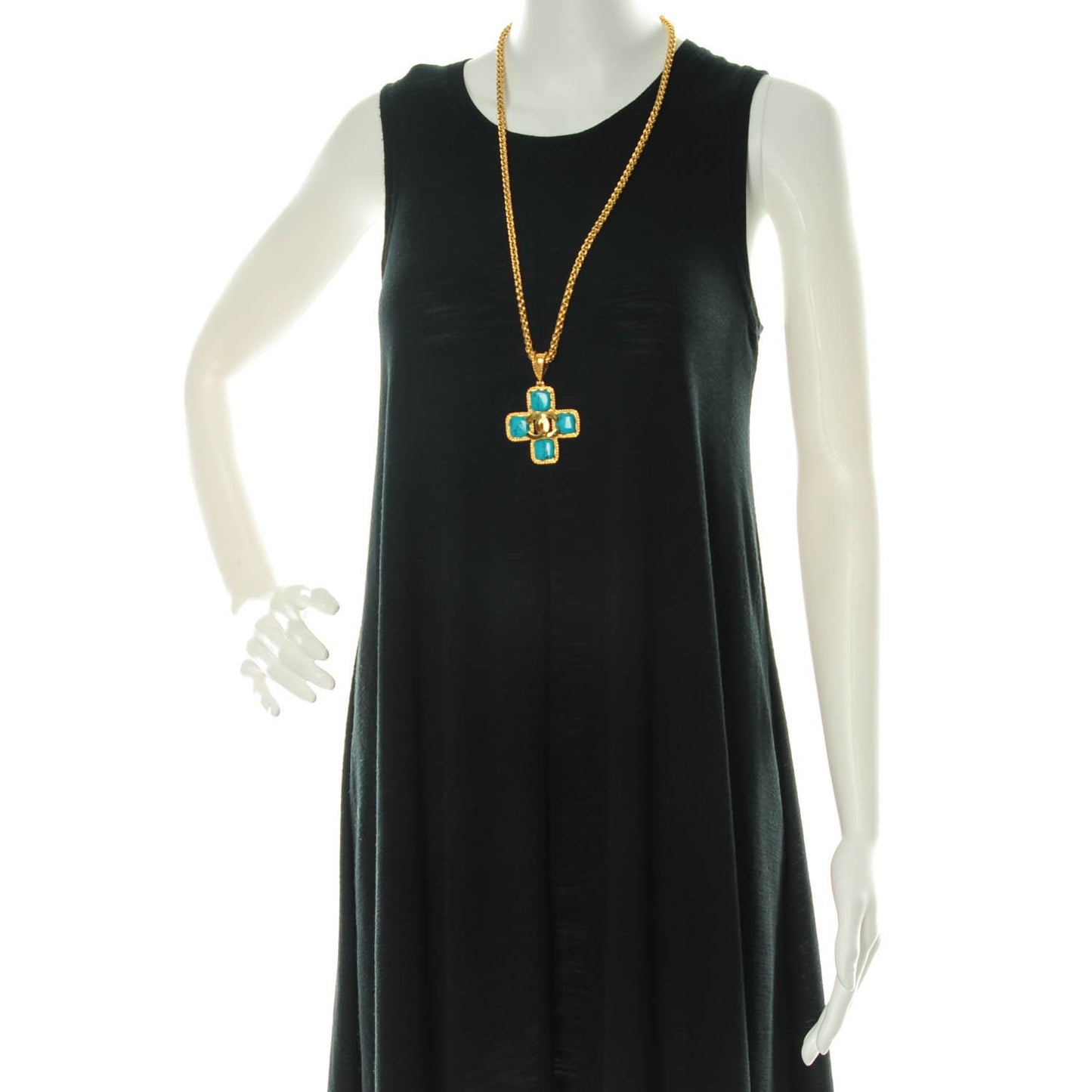 Cross Necklace Gold Turquoise