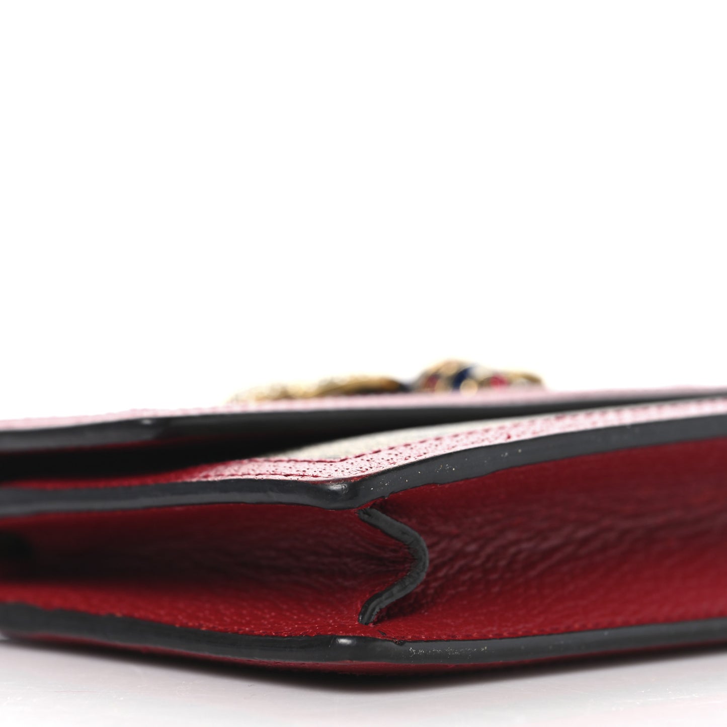 GG Supreme Monogram Web Queen Margaret Chain Wallet Red