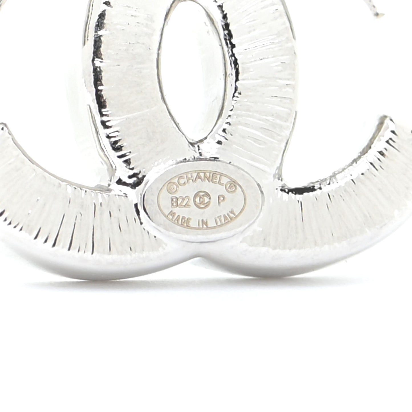 Baguette Crystal Double CC Earrings Silver