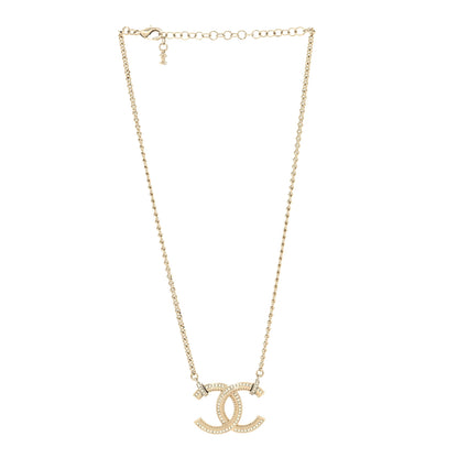 Chanel Crystal Logo CC Chain Necklace Light Gold 3 of 6