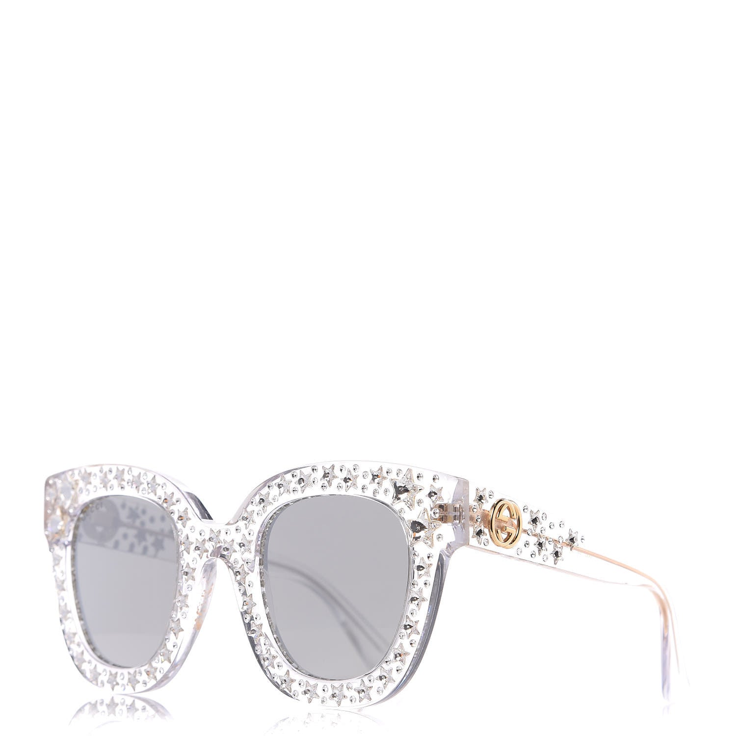Gucci Acetate Crystal Oversize Mirrored Star Sunglasses GG0116S 1 of 7