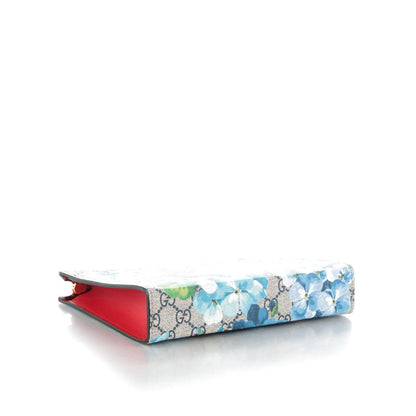 Gucci GG Supreme Monogram Blooms Small Cosmetic Case Beige Blue Navy Hibiscus Red 4 of 7