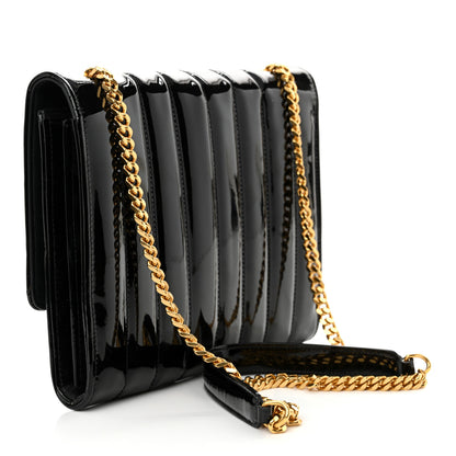 Saint Laurent Patent Calfskin Matelasse Monogram Vicky Chain Bag Black 3 of 12