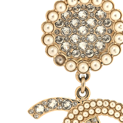 Chanel Crystal Pearl CC Drop Round Earrings Gold 5 of 6