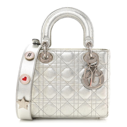 Christian Dior Metallic Grained Calfskin Cannage Small Lucky Badges My Lady Dior Silver 1 of 17