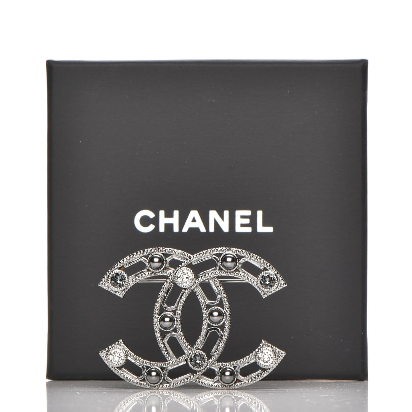 Ruthenium Pearl CC Brooch Black