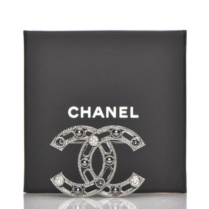Chanel Ruthenium Pearl CC Brooch Black 5 of 5
