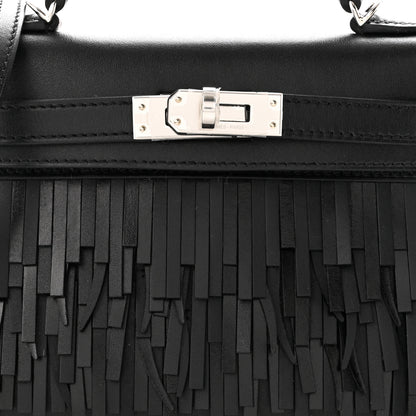 Hermes Tadelakt Sombrero Box Pampilles Mini Kelly Sellier 20 Black 12 of 19
