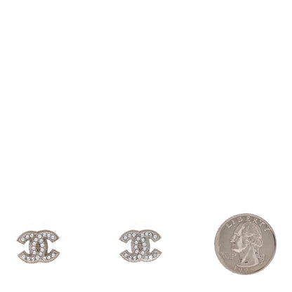 Chanel Crystal Mini Timeless CC Earrings Silver 2 of 6