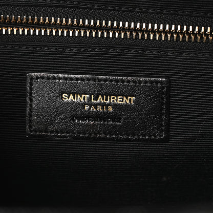 Saint Laurent Grain De Poudre Matelasse Chevron Large Monogram Satchel Black 6 of 10