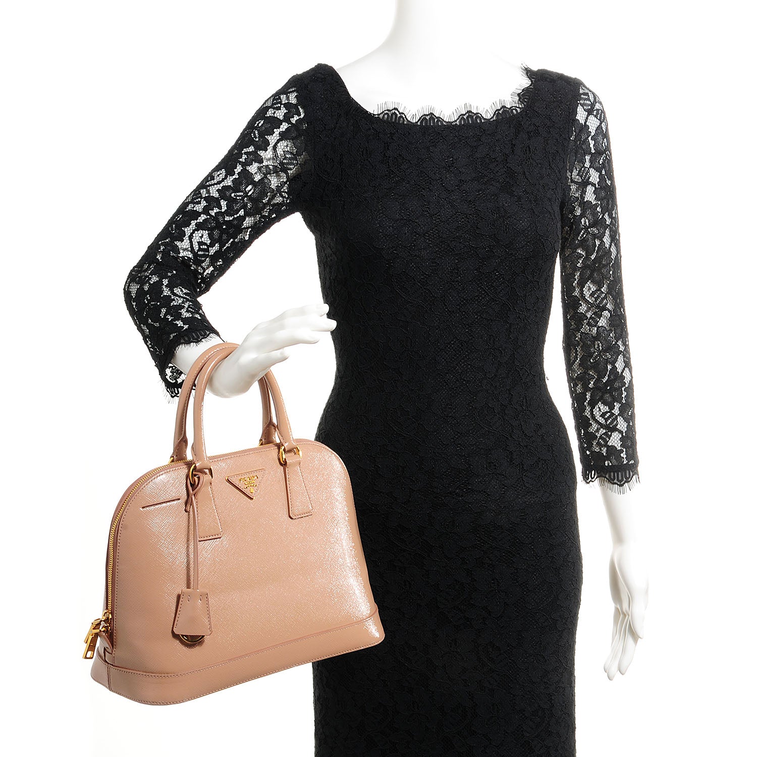 Prada Saffiano Vernice Promenade Dome Tote Cammeo 2 of 9