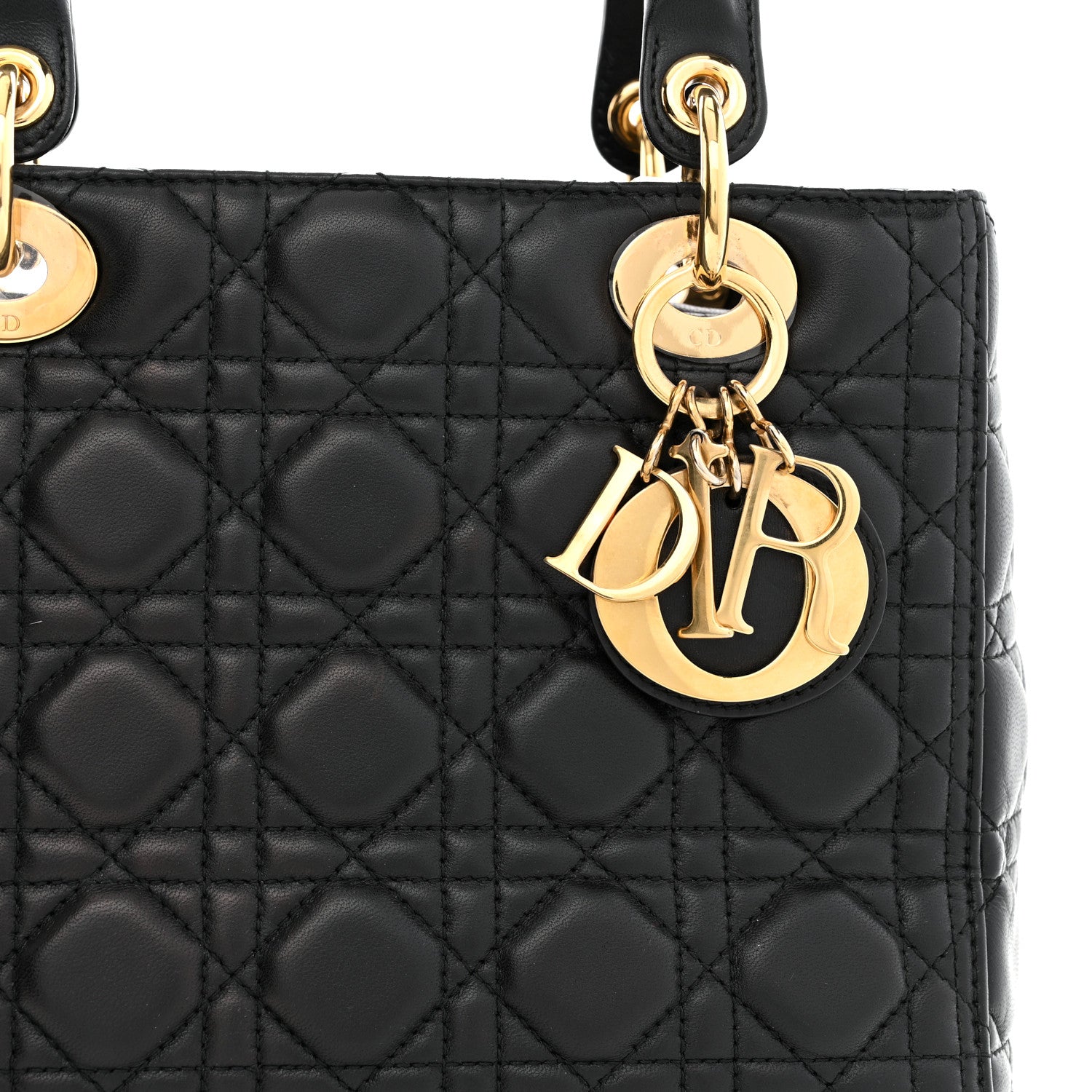 Christian Dior Lambskin Cannage Medium Lady Dior Black 7 of 10
