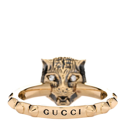 Gucci 18K Yellow Gold Diamond Aquamarine Le Marche Des Merveilles Feline Ring 57 8 2 of 3